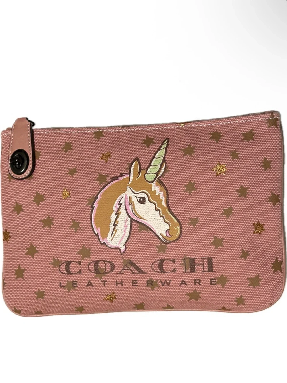 COACH Unicorn and Stars Canvas w/Leather Trim Pouch/Cluthch - Picture 4 of 8